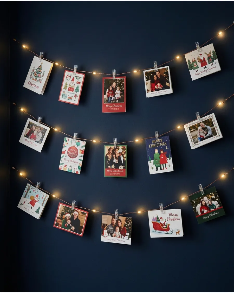 44. Christmas Card String Light Display