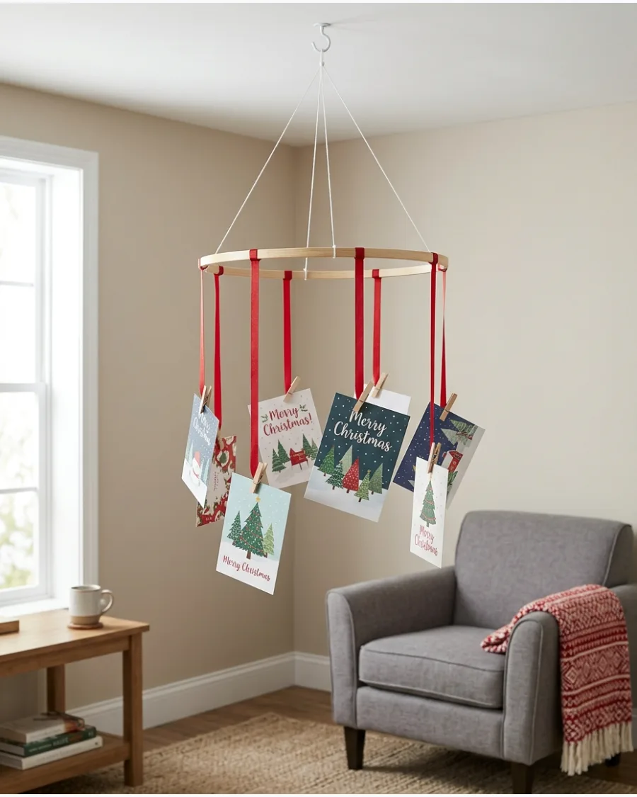 49. Christmas Card Hanging Mobile