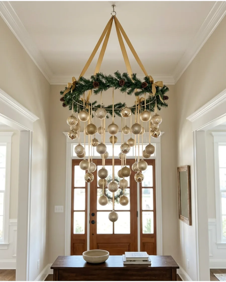 10. Christmas Ornament Chandelier