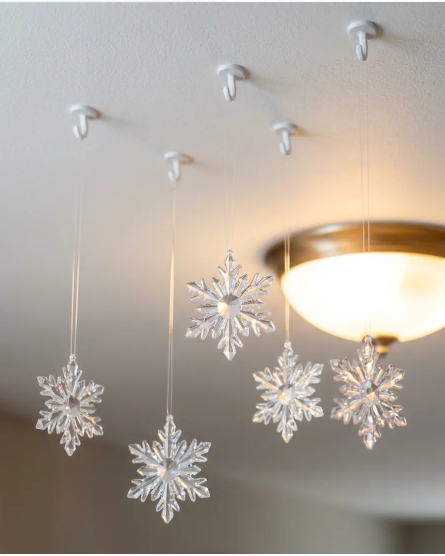16. Crystal Snowflake Ceiling Decorations