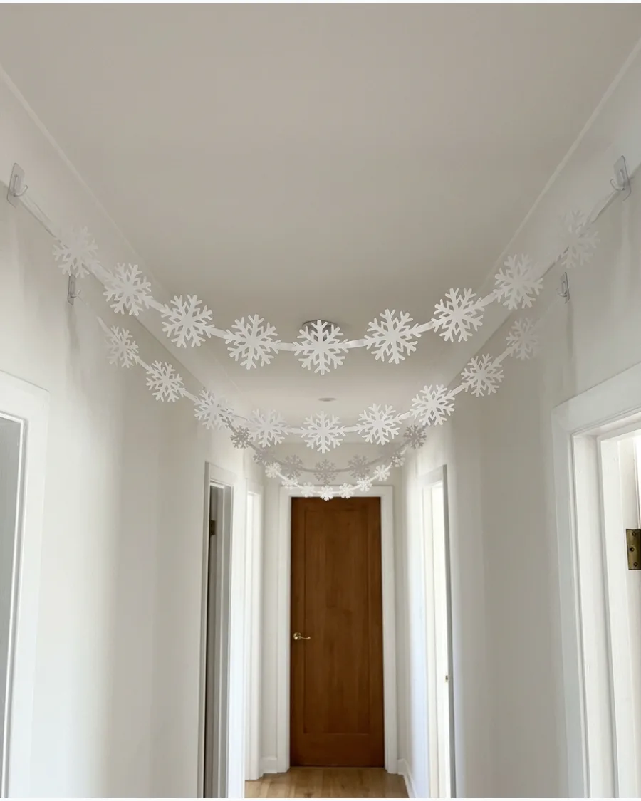 17. Snowflake Garland Across the Ceiling