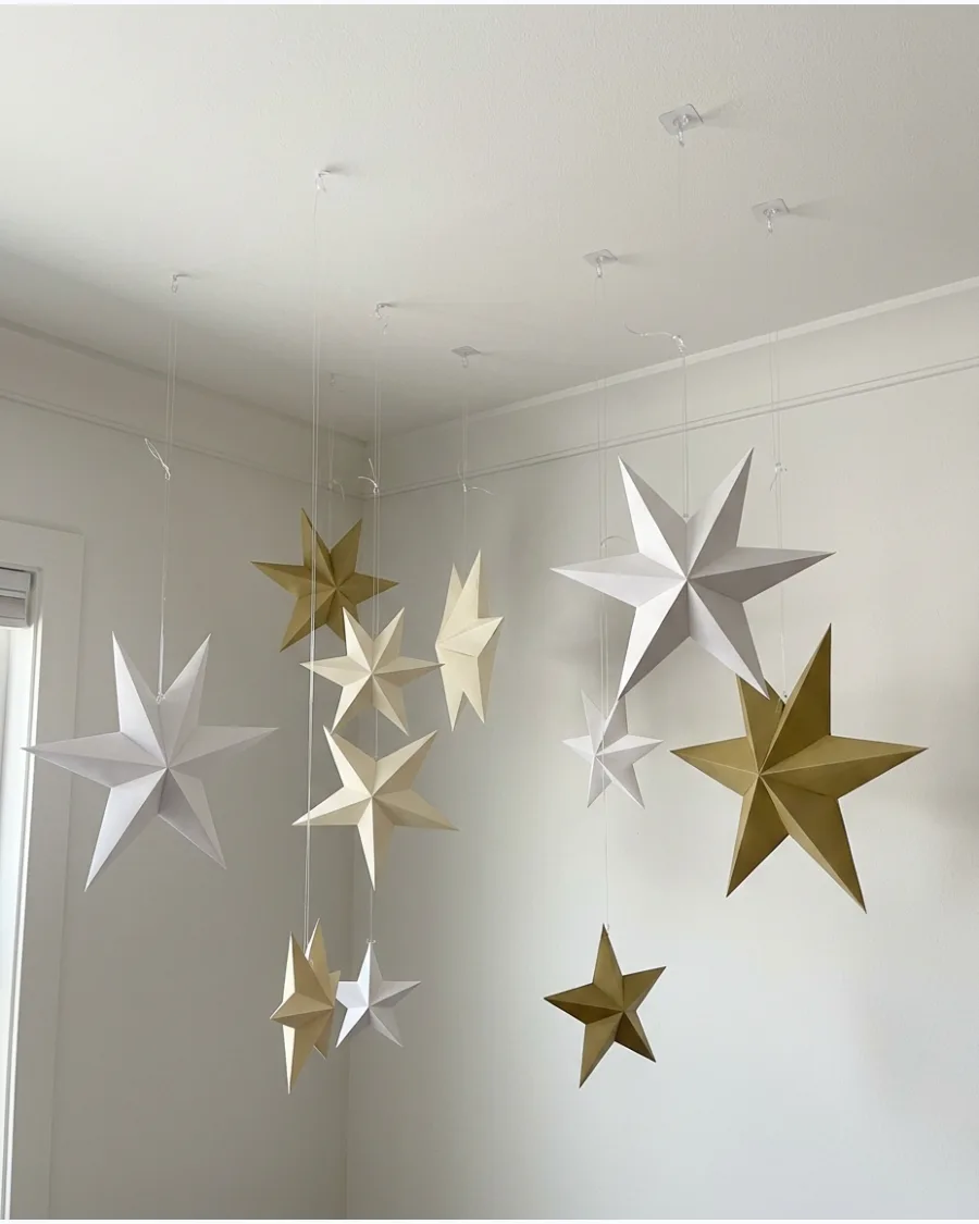 21. Hanging Paper Star Christmas Ceiling