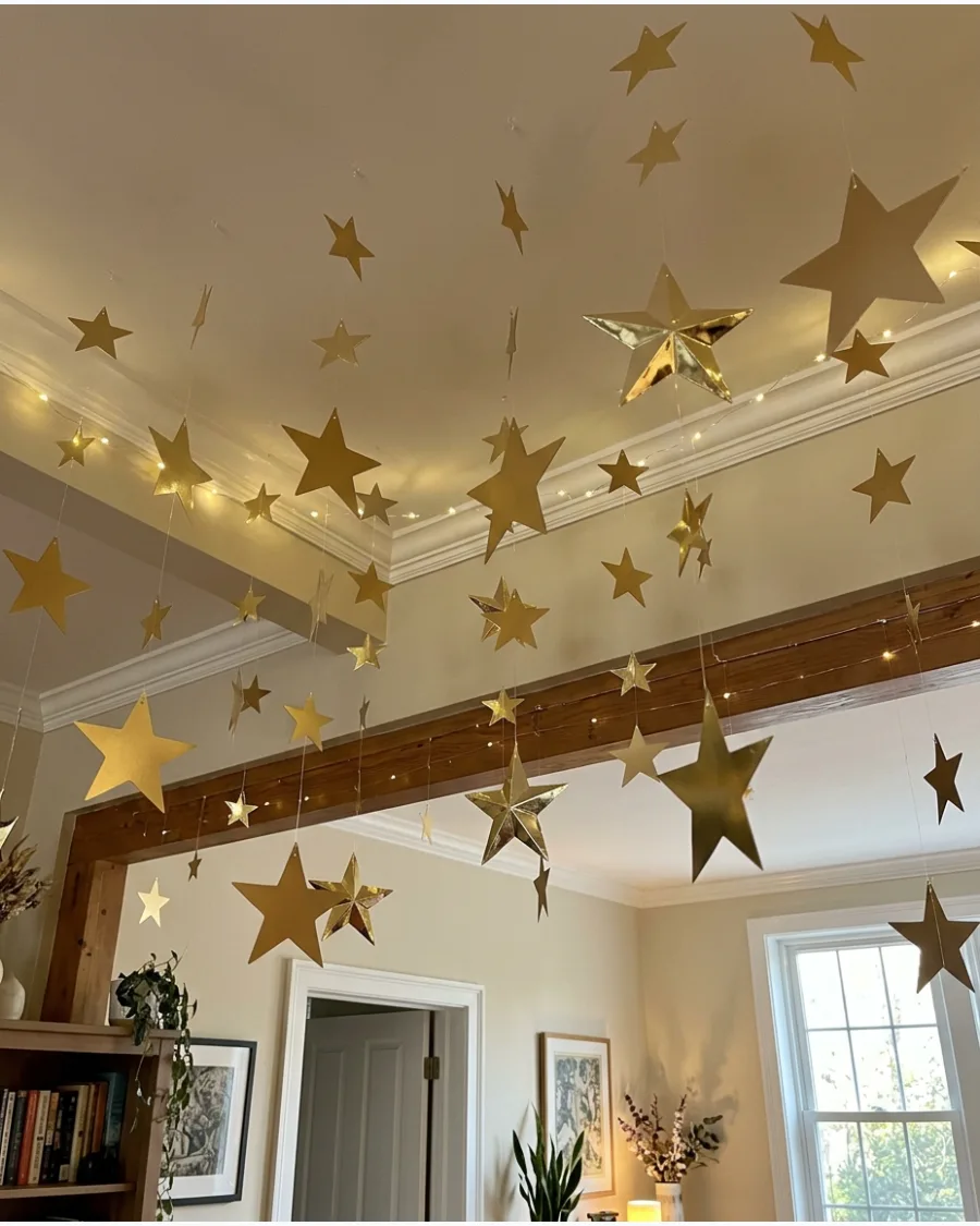 23. Gold Star Christmas Ceiling