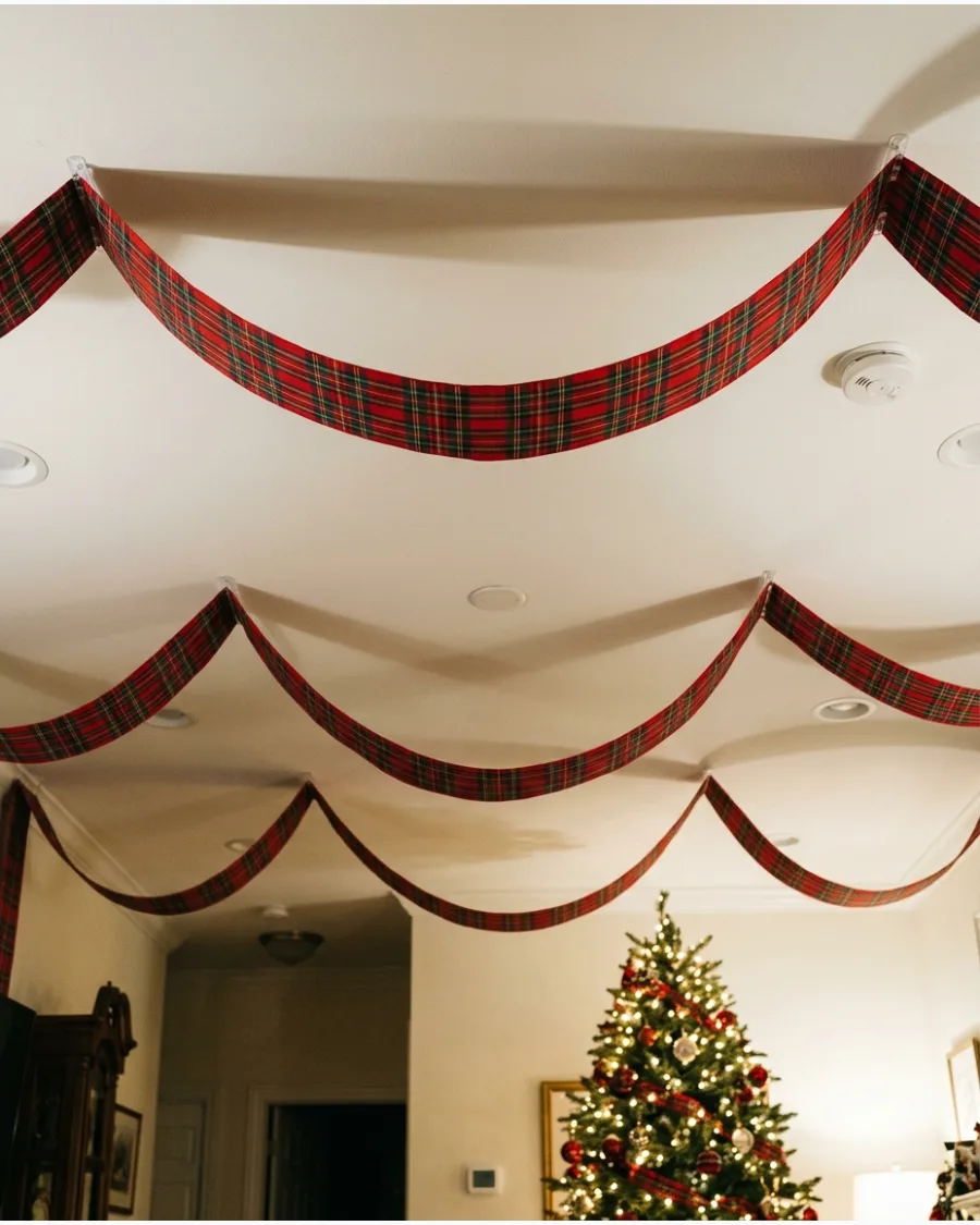 45. Plaid Ribbon Ceiling Swags