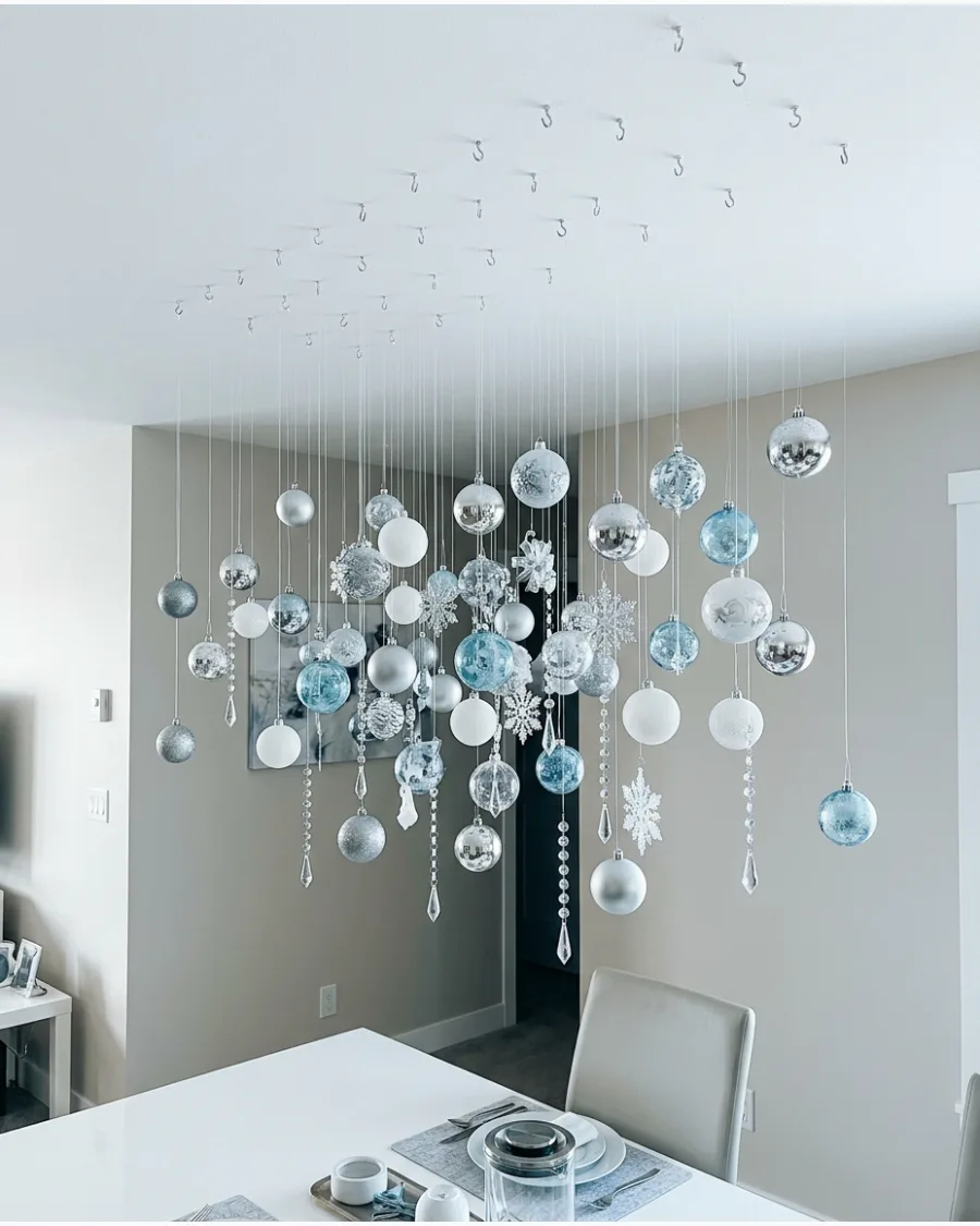 6. Silver Winter Wonderland Ornament Ceiling