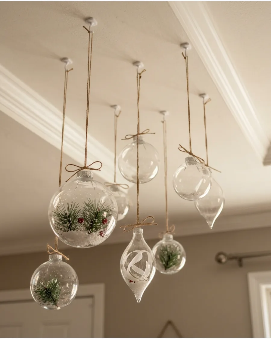 7. Clear Glass Ornament Ceiling