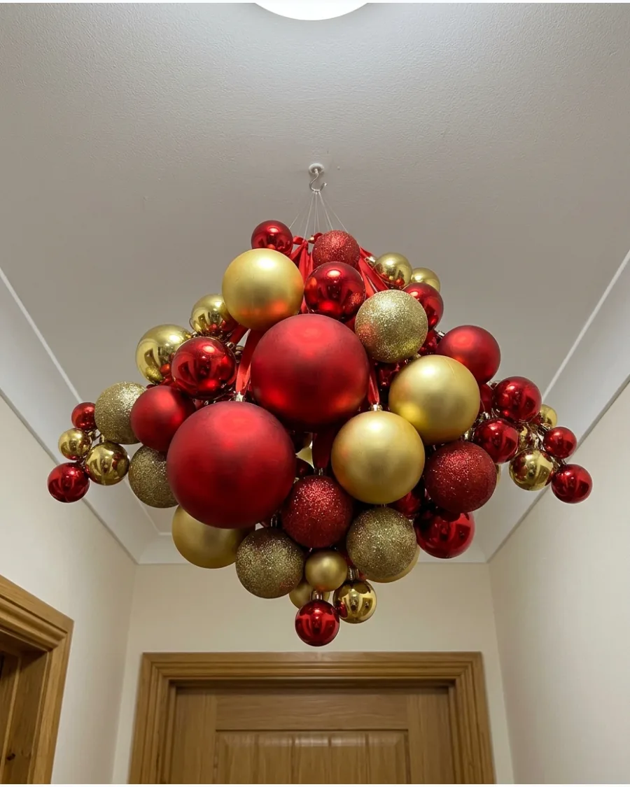 8. Mixed-Size Christmas Bauble Ceiling