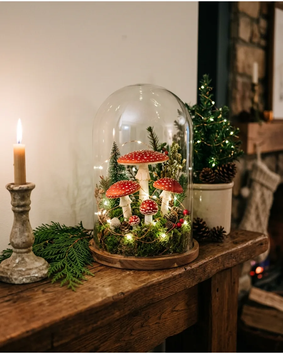 34. Mushroom Woodland Christmas Cloche