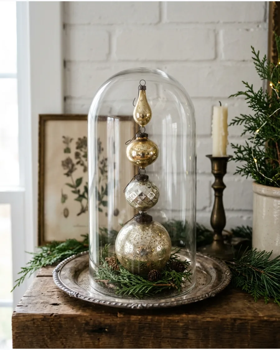 41. Vintage Christmas Ornament Cloche