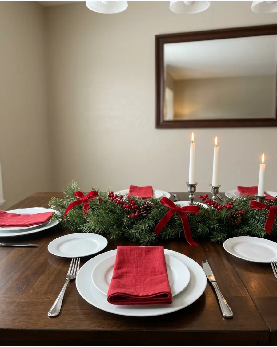 1. Classic Red and Green Christmas Dining Room