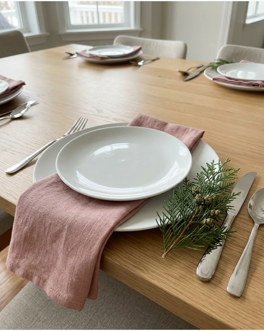 11. Pink and Green Christmas Dining Room