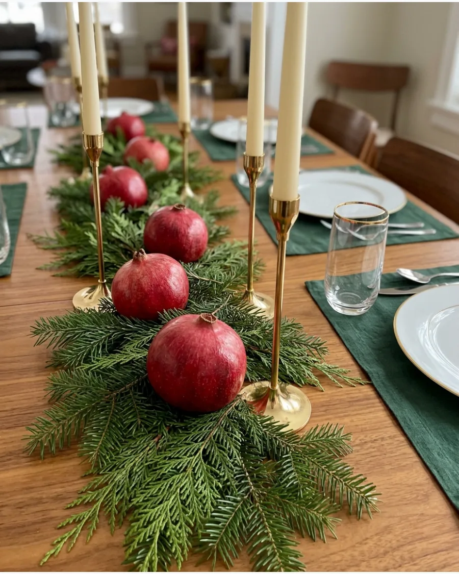 19. Pomegranate and Greenery Christmas Table