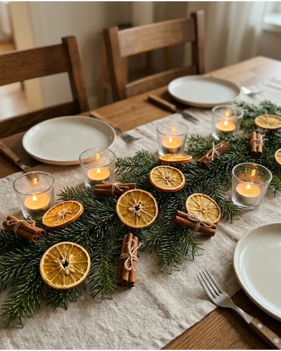 20. Dried Orange and Cinnamon Christmas Table