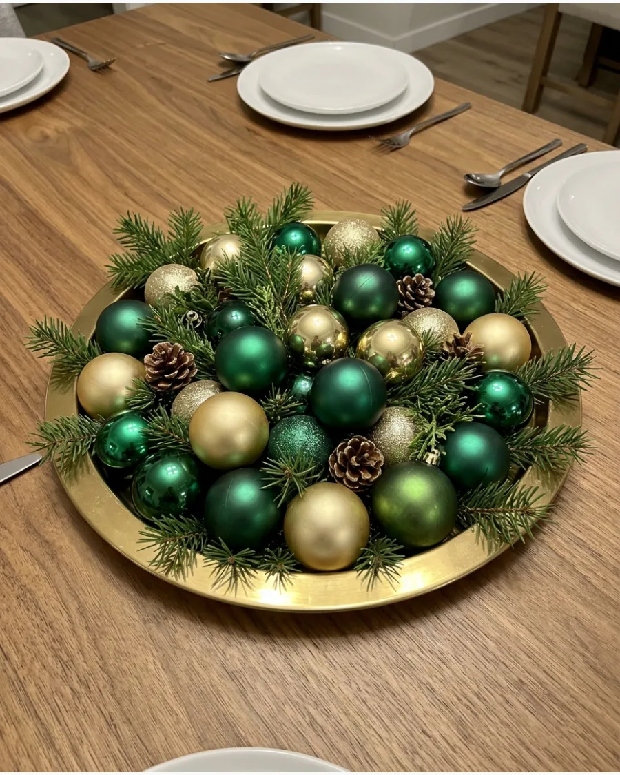 24. Christmas Ornament Bowl Centerpiece