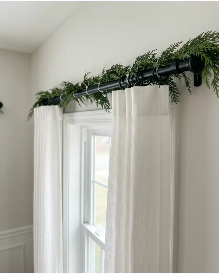 46. Christmas Garland Above the Curtains