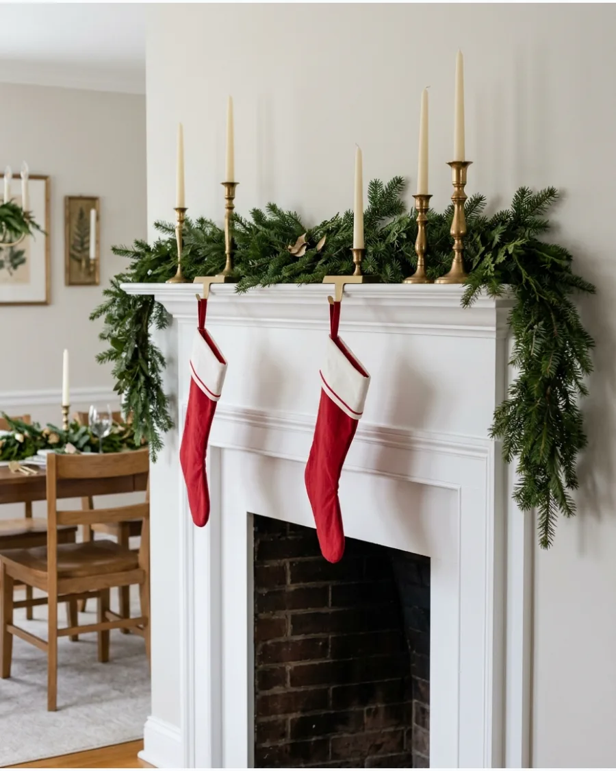 49. Christmas Dining Room Fireplace
