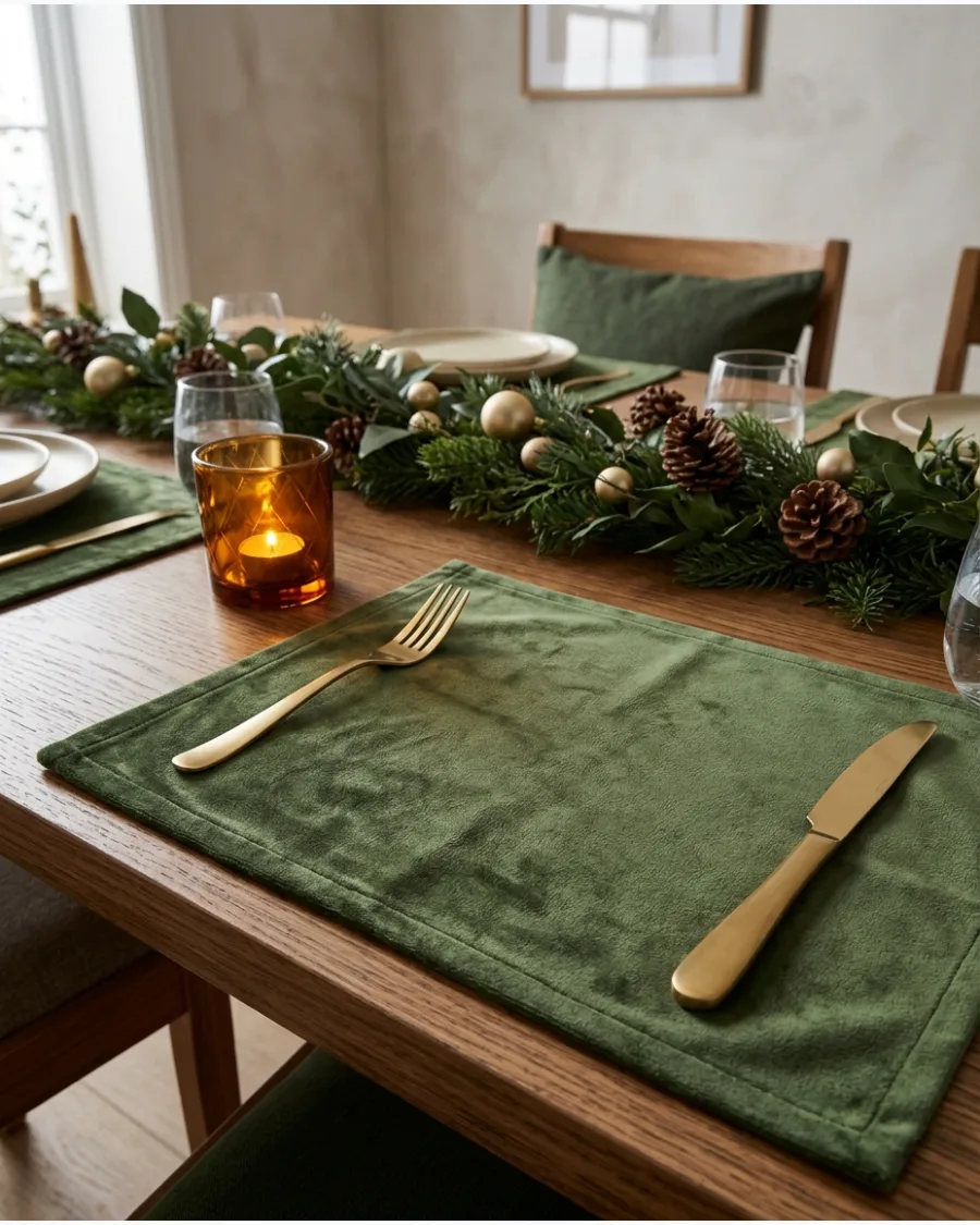 5. Brown, Green, and Gold Christmas Dining Room