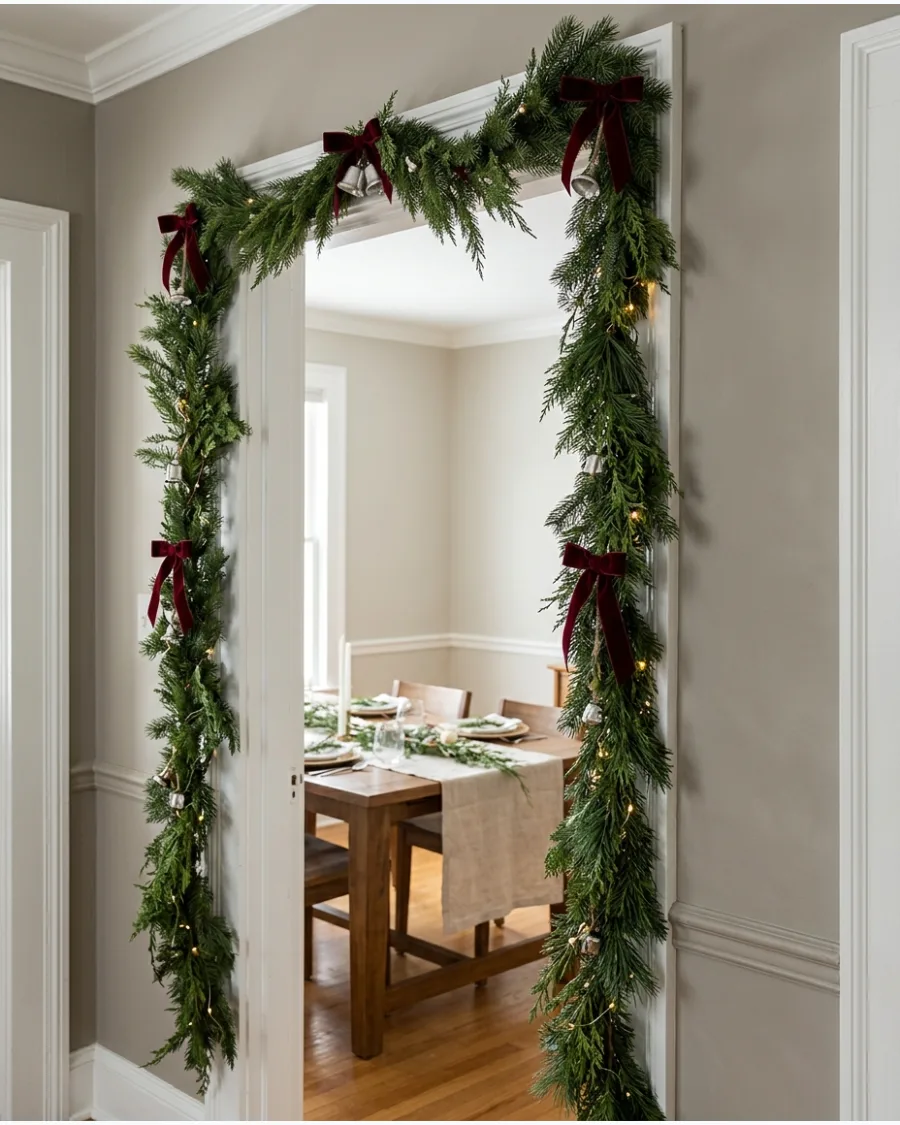 50. Christmas Garland Around the Dining Room Doorway