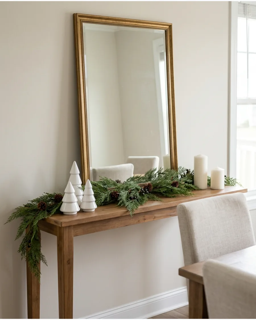 56. Christmas Console Table Display