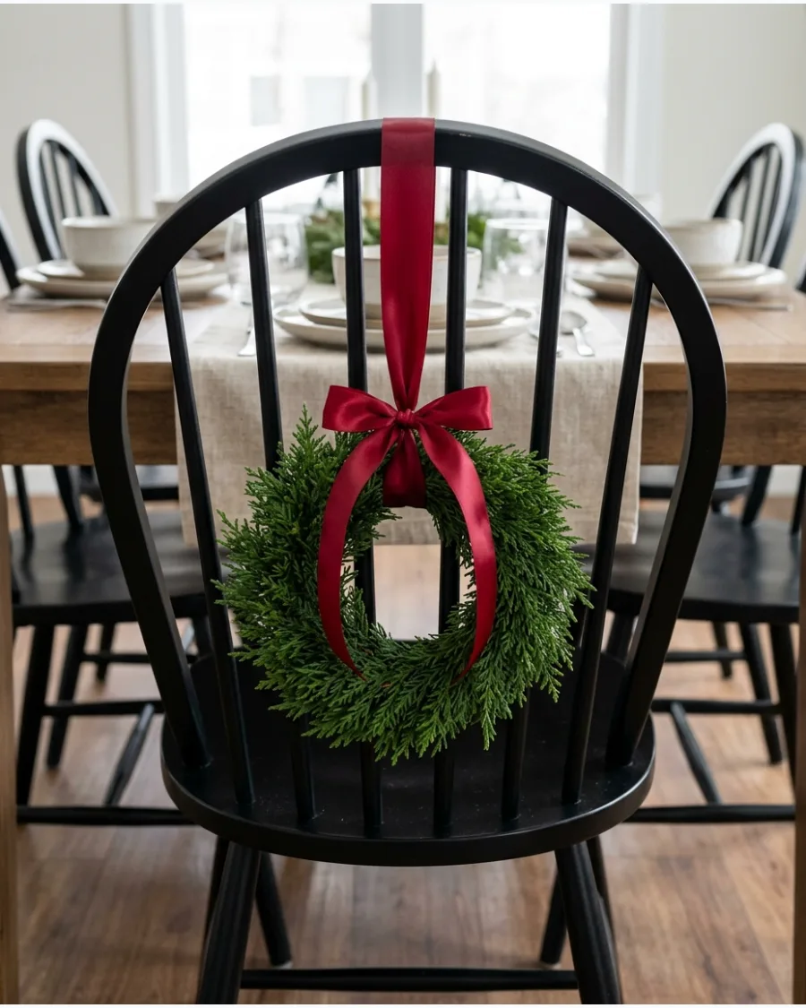 58. Mini Wreaths on Dining Chairs