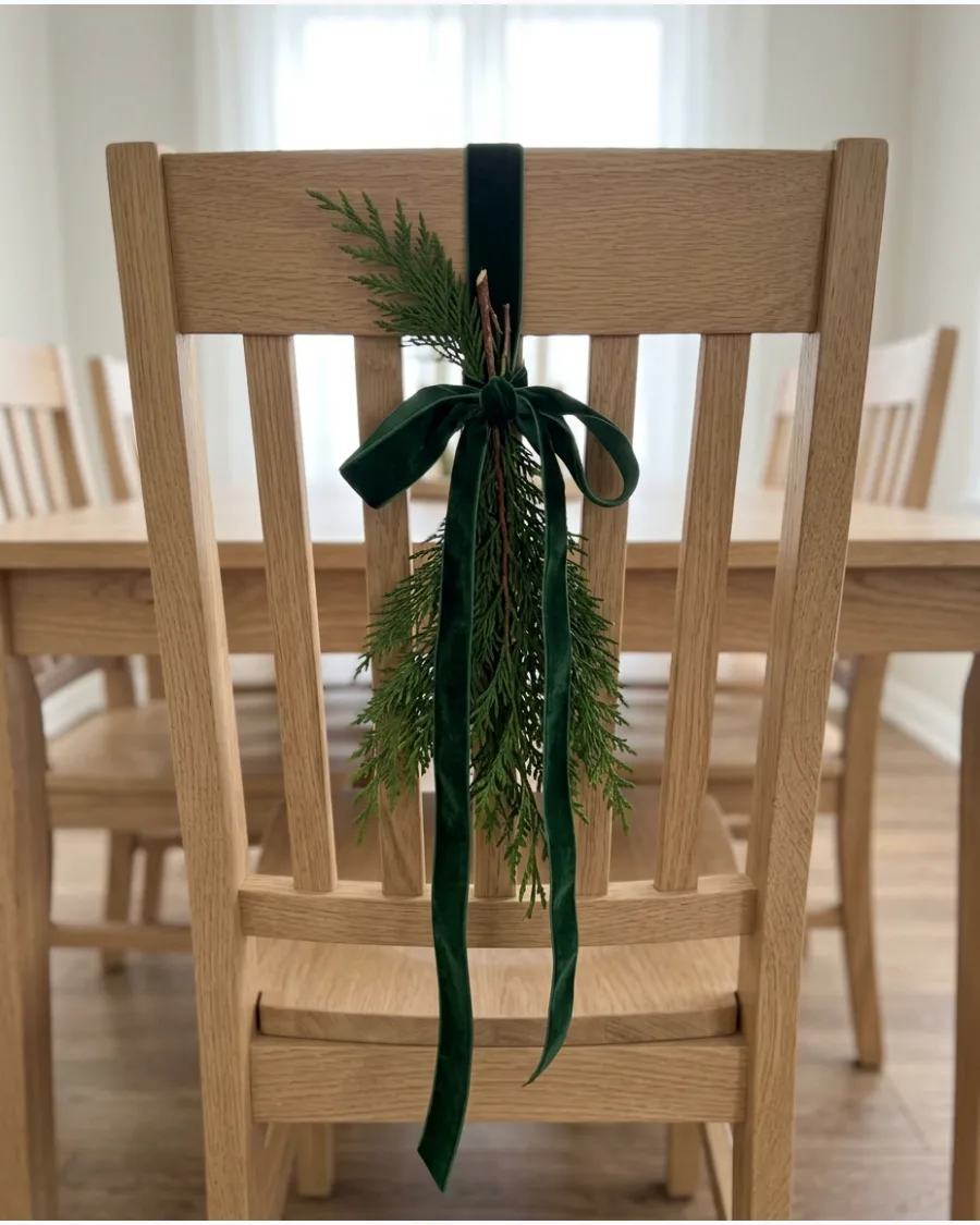 59. Greenery and Bows on Dining Chairs