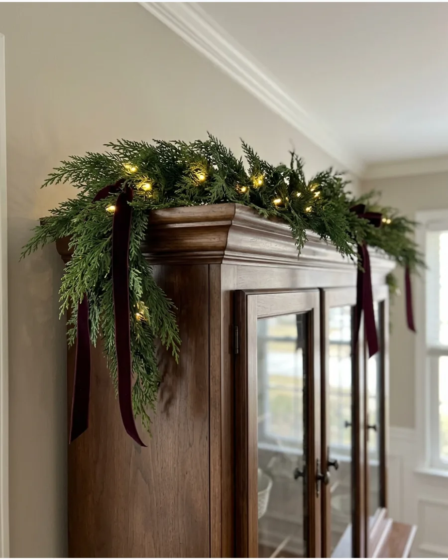 61. Christmas Dining Room Cabinet Garland