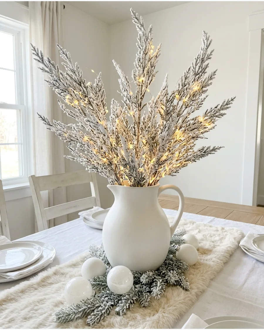 8. Winter White Christmas Dining Room