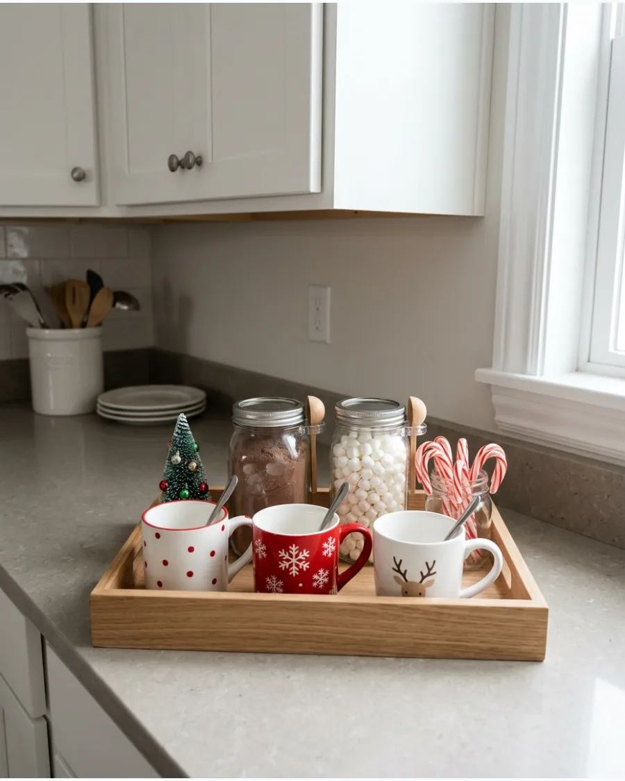 13. Small Kitchen Counter Hot Cocoa Bar