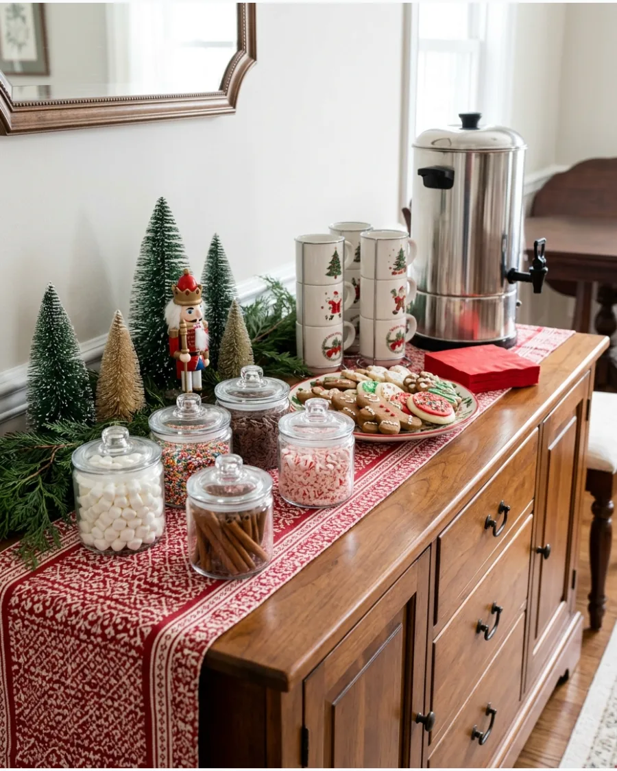 17. Hot Cocoa Bar on a Sideboard