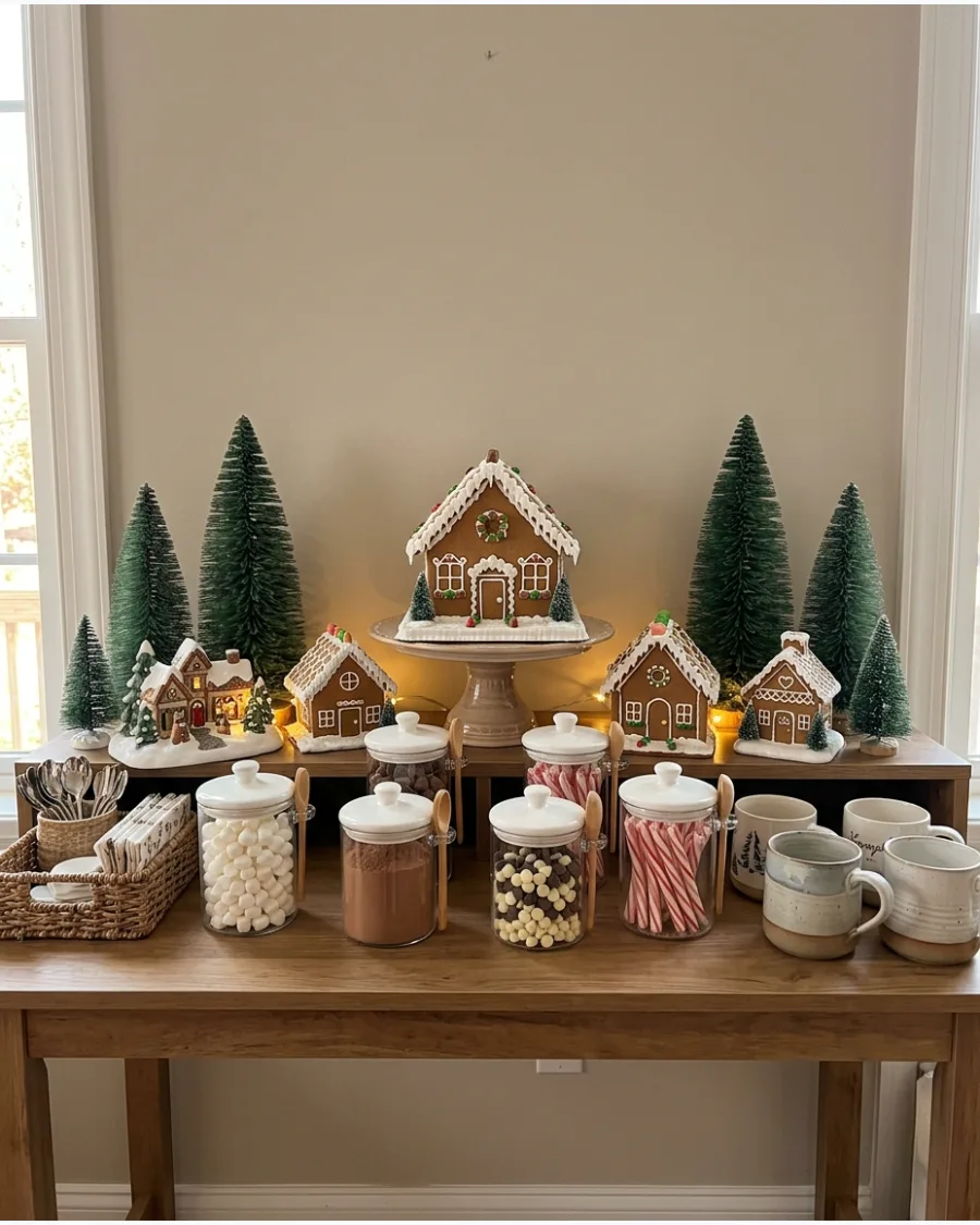 8. Gingerbread House Hot Cocoa Station