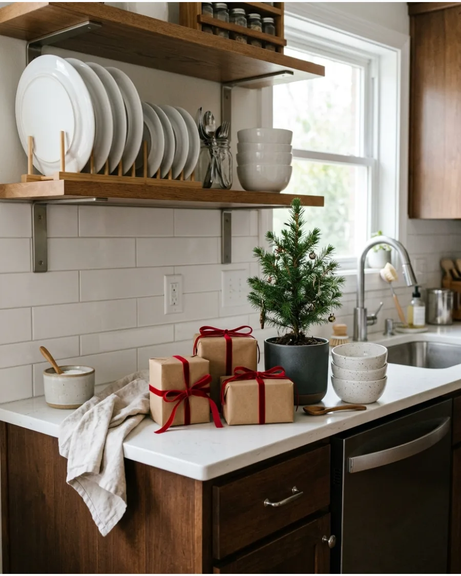17. Kraft Paper Christmas Gift Shelf