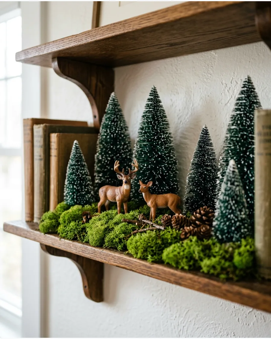 19. Mossy Woodland Christmas Shelf