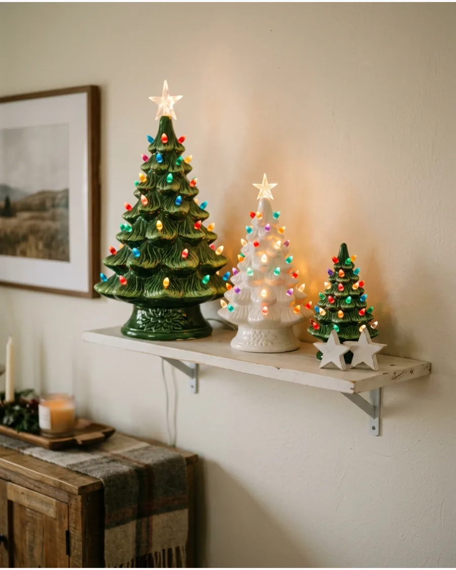 21. Vintage Ceramic Christmas Tree Shelf