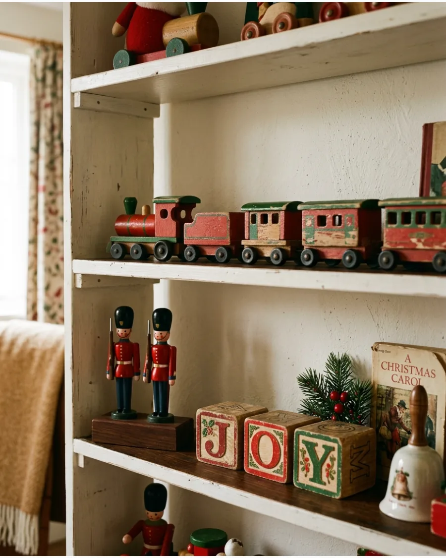 29. Vintage Toy Christmas Shelf