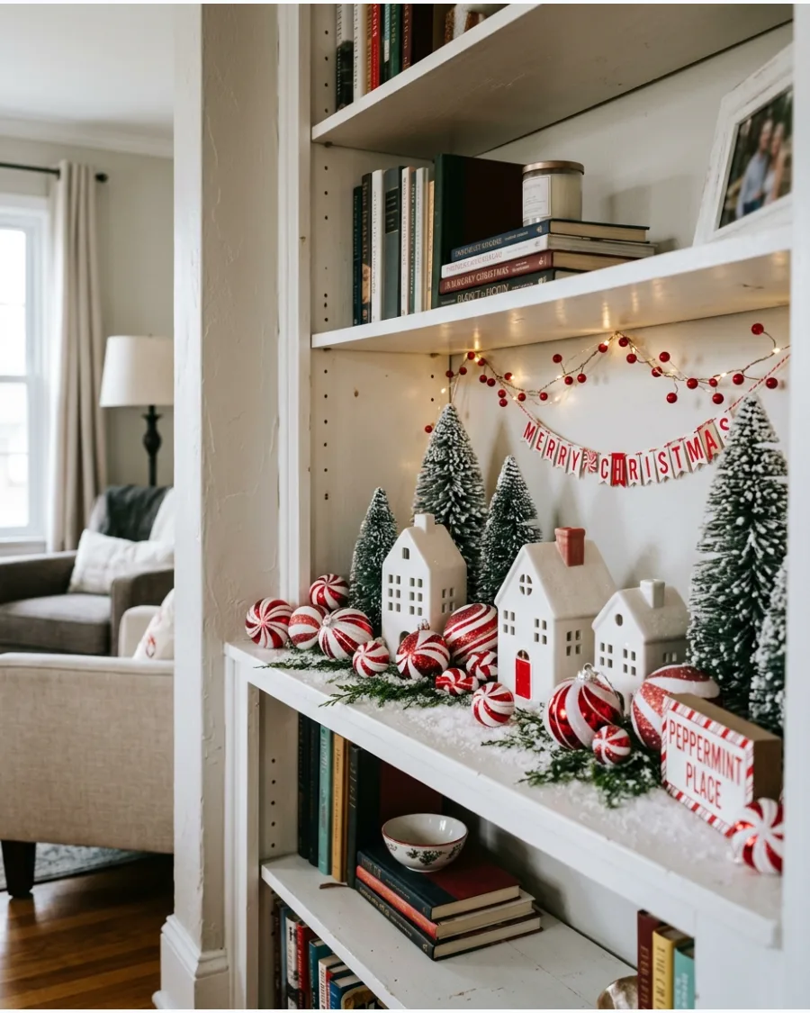 34. Peppermint Christmas Shelf