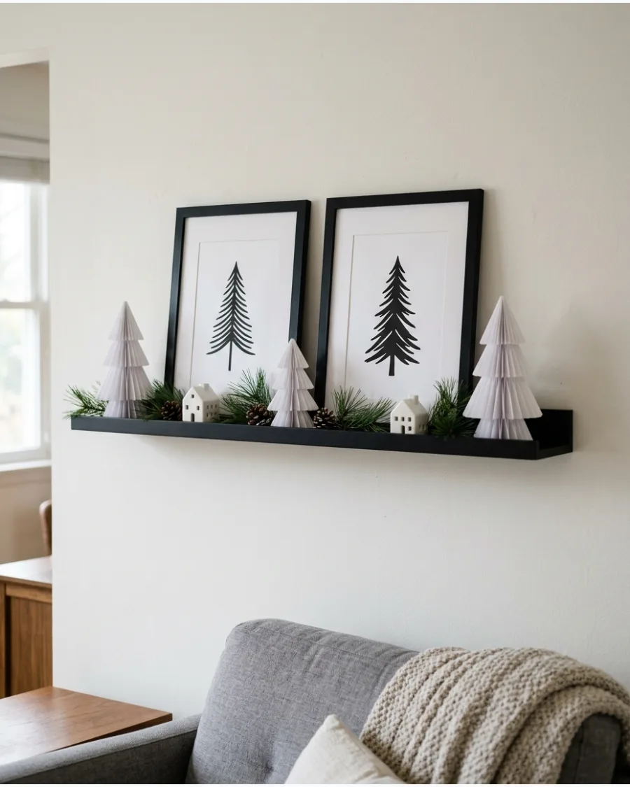 58. Black and White Christmas Picture Ledge