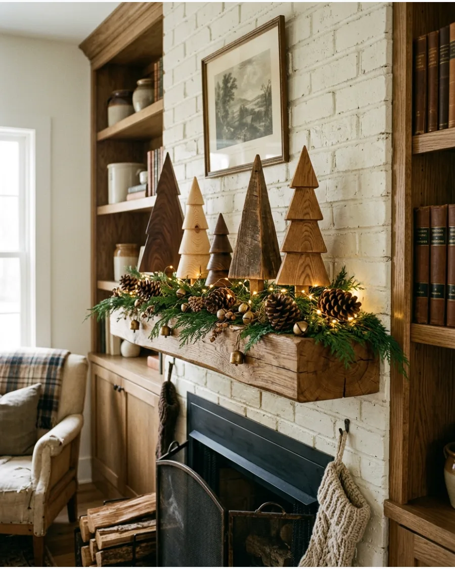 63. Rustic Wood Christmas Tree Shelf