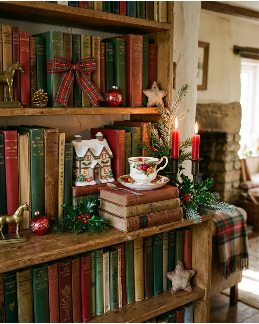 67. English Cottage Christmas Shelf