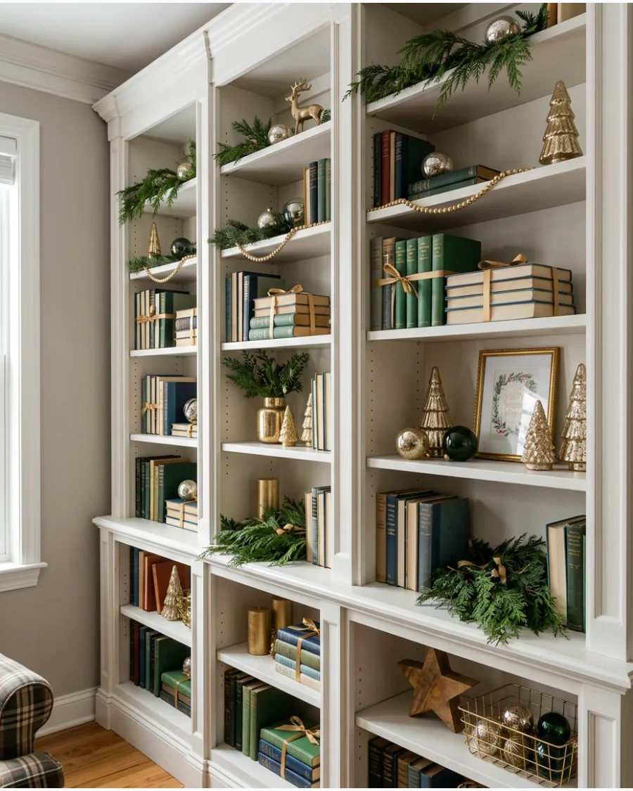 71. Christmas Living Room Built-In Shelves