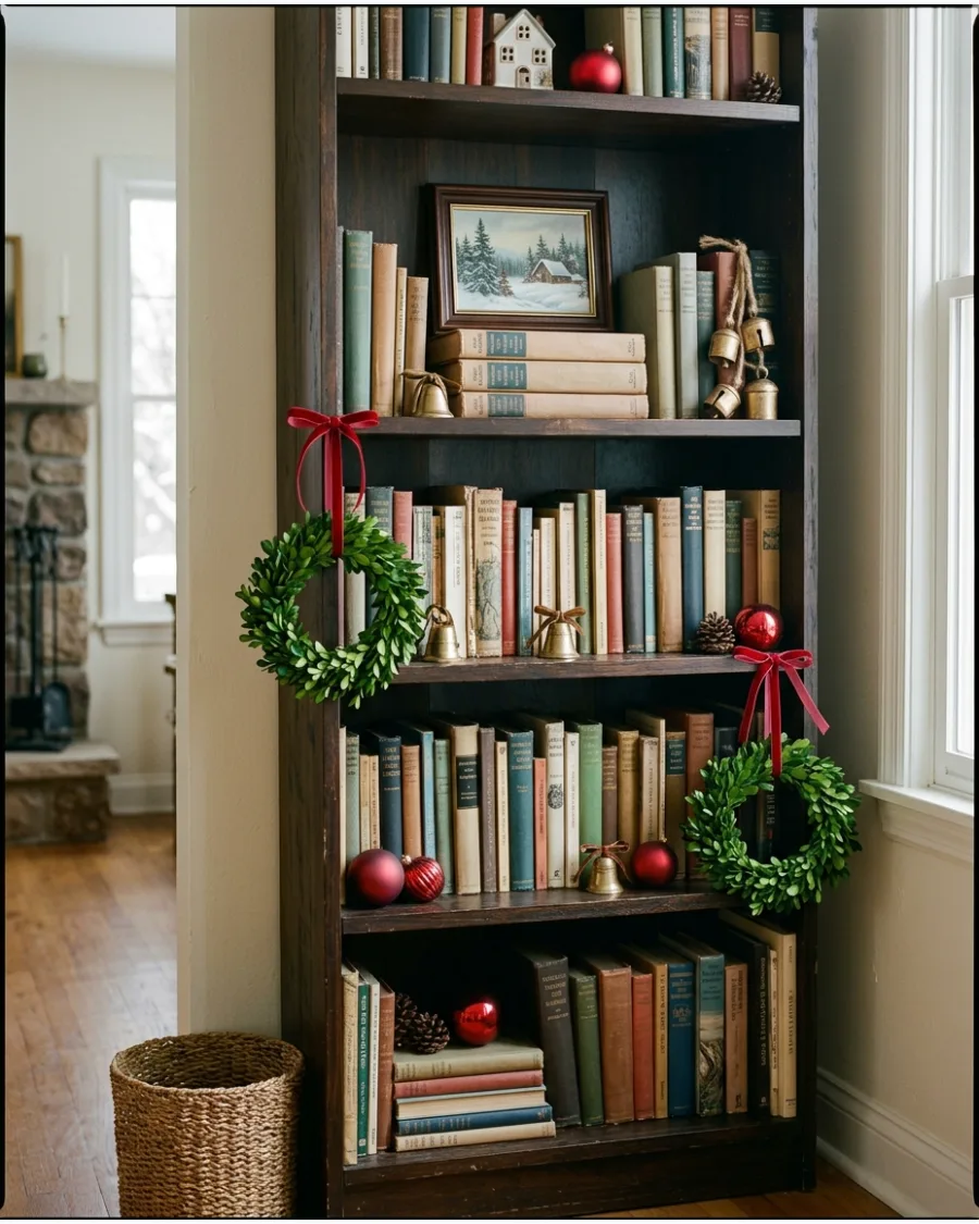73. Christmas Bookshelf Makeover