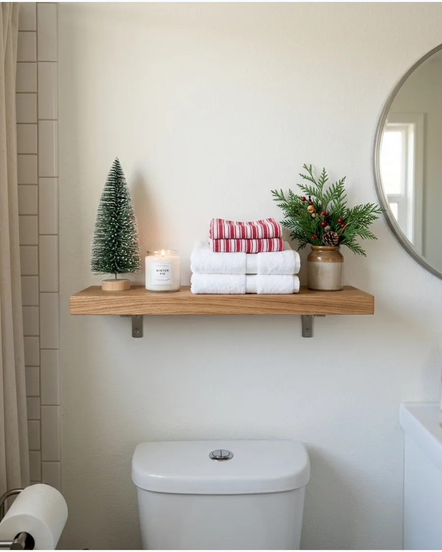 80. Simple Christmas Bathroom Shelf