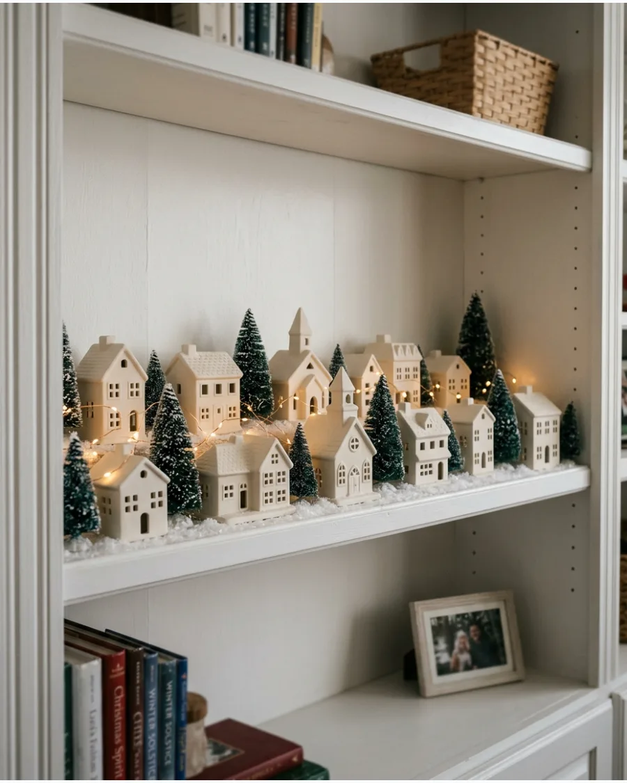 81. Dollar Store Christmas Village Shelf