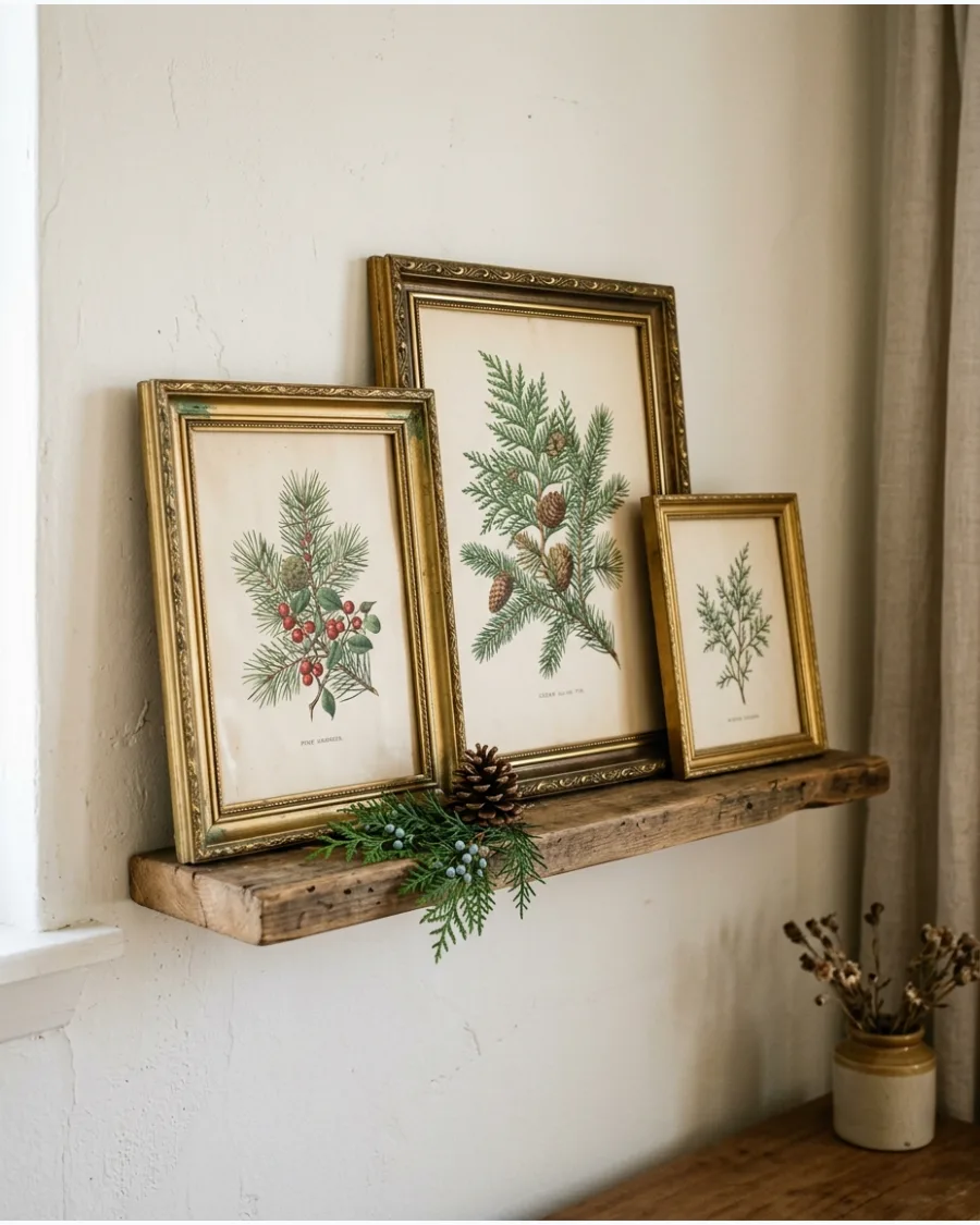88. Thrifted Frame Christmas Art Shelf