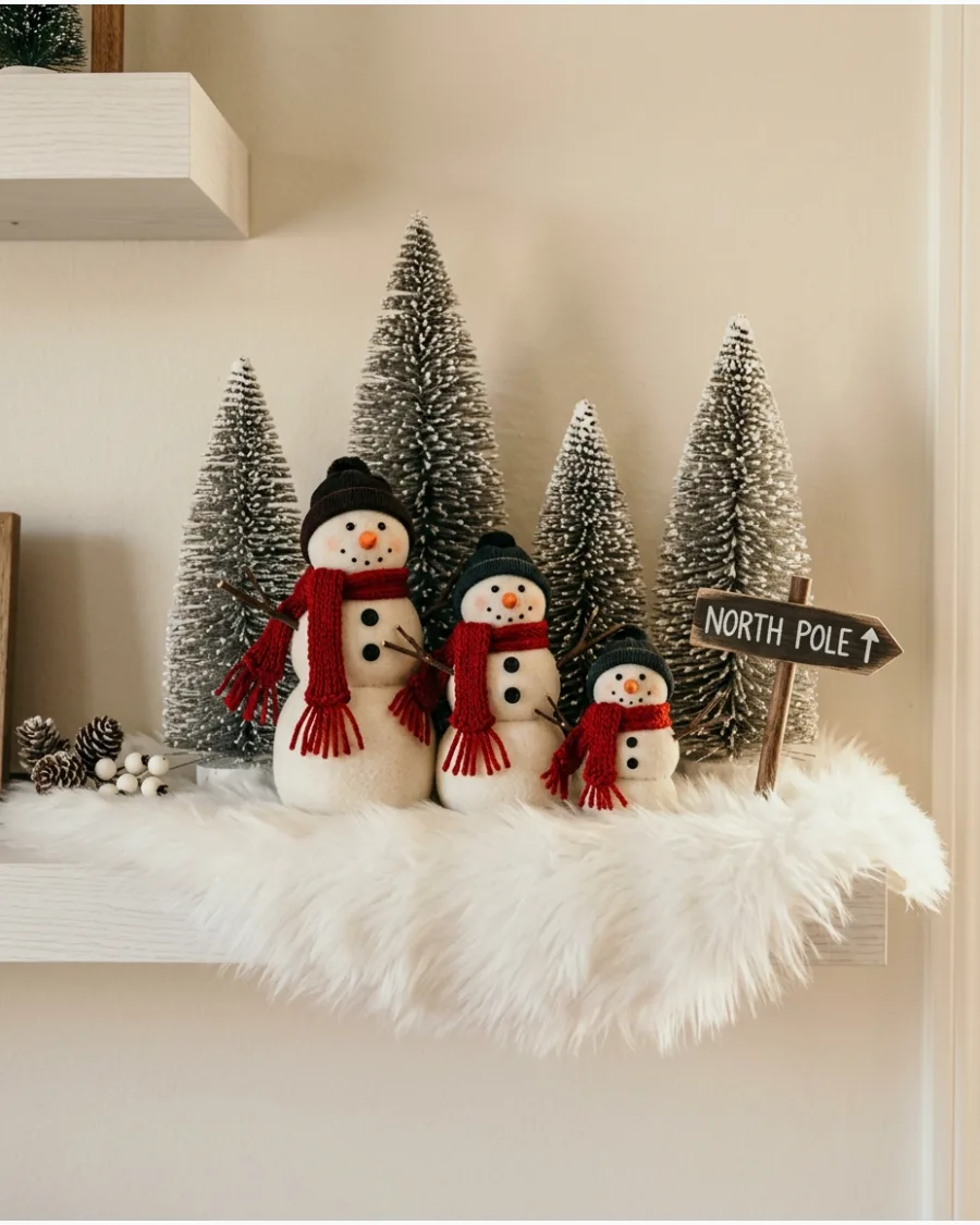 98. Snowman Family Christmas Shelf
