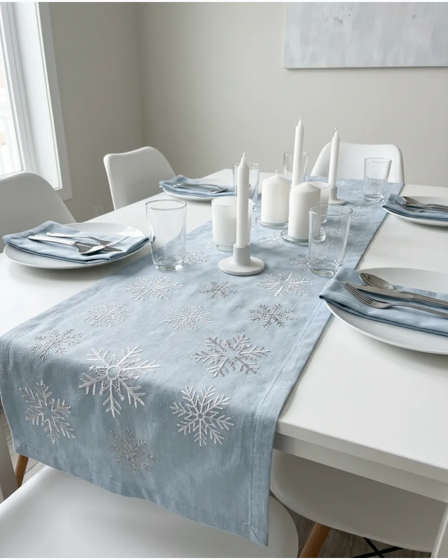 10. Snowflake Christmas Table Runner