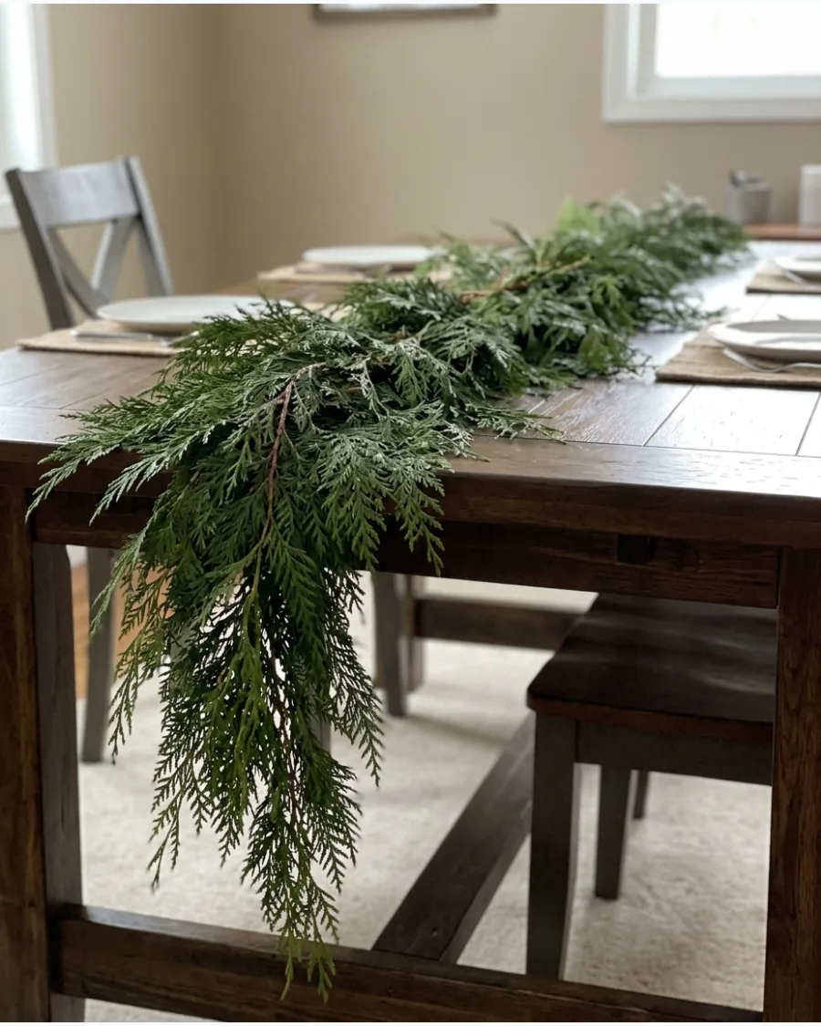 22. Cedar Garland Christmas Table Runner