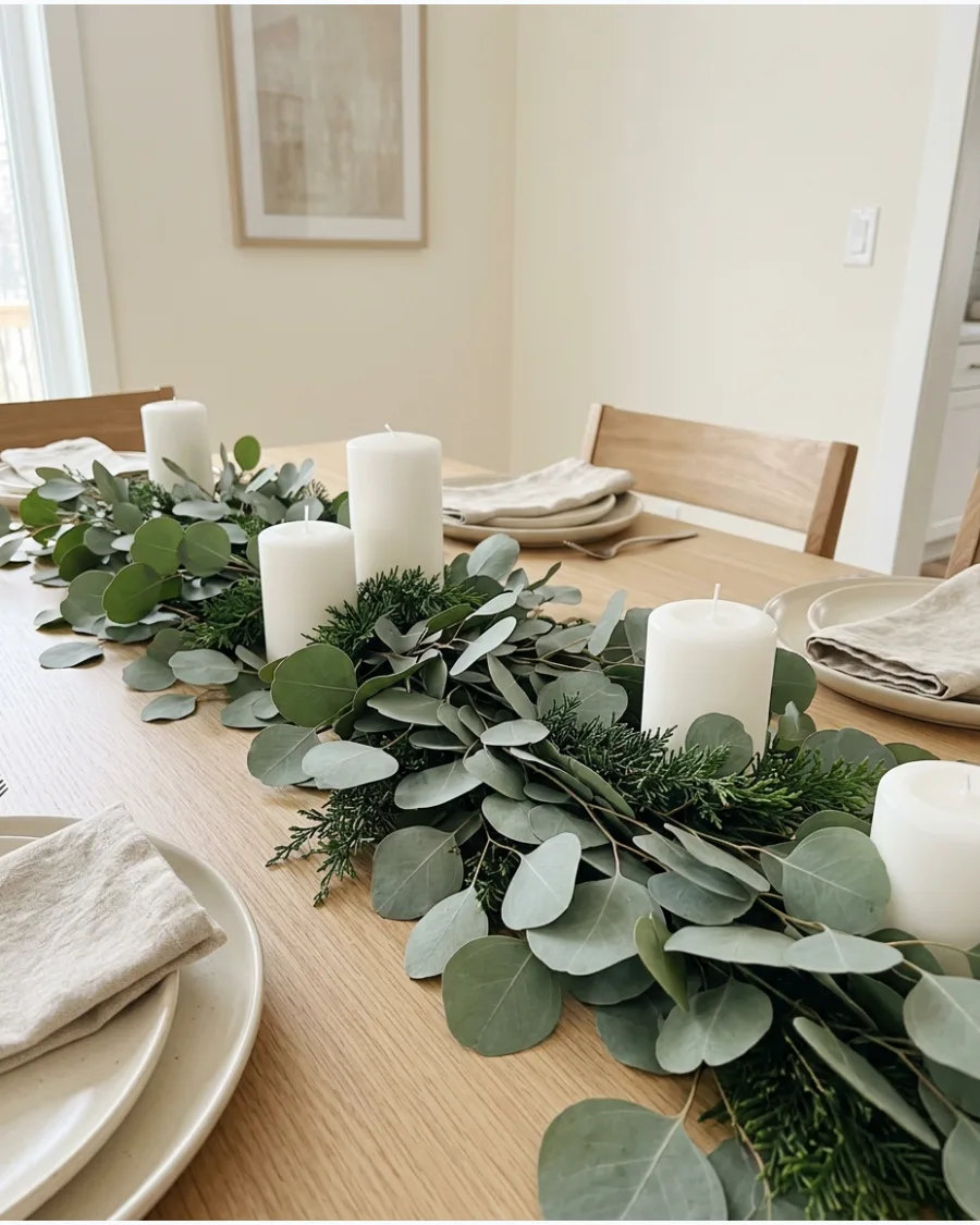 23. Eucalyptus Christmas Table Runner