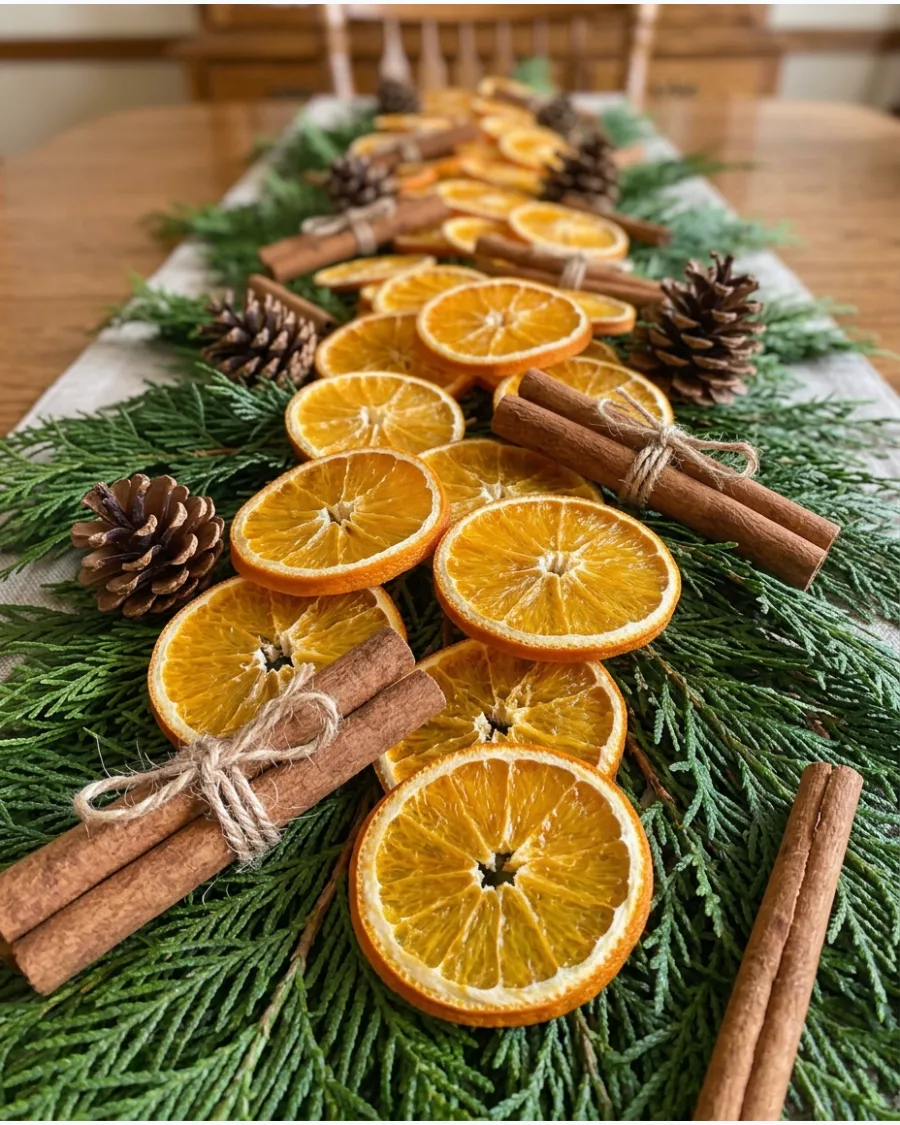 25. Dried Orange Christmas Table Runner