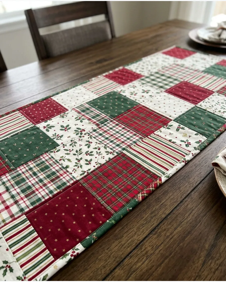 42. Patchwork Christmas Table Runner