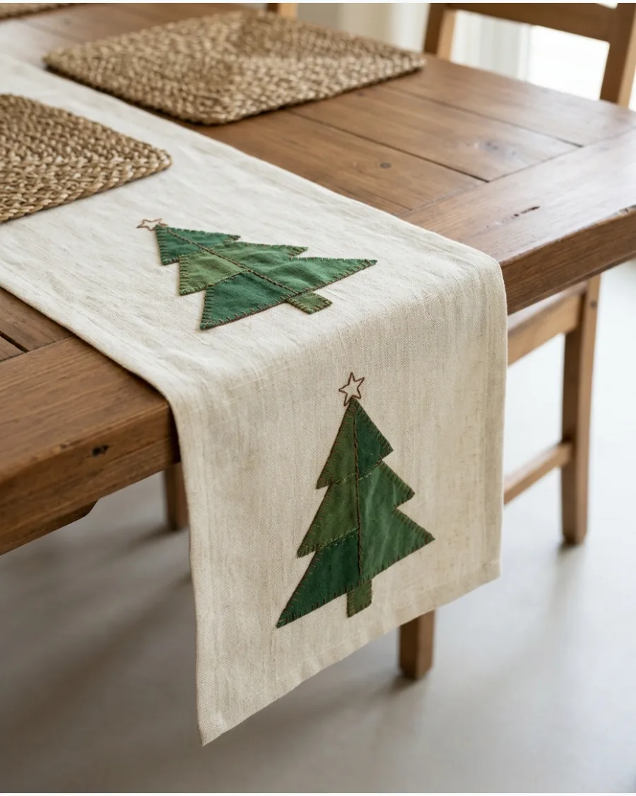 44. Appliqué Christmas Tree Table Runner